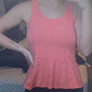 Coral peplum tank